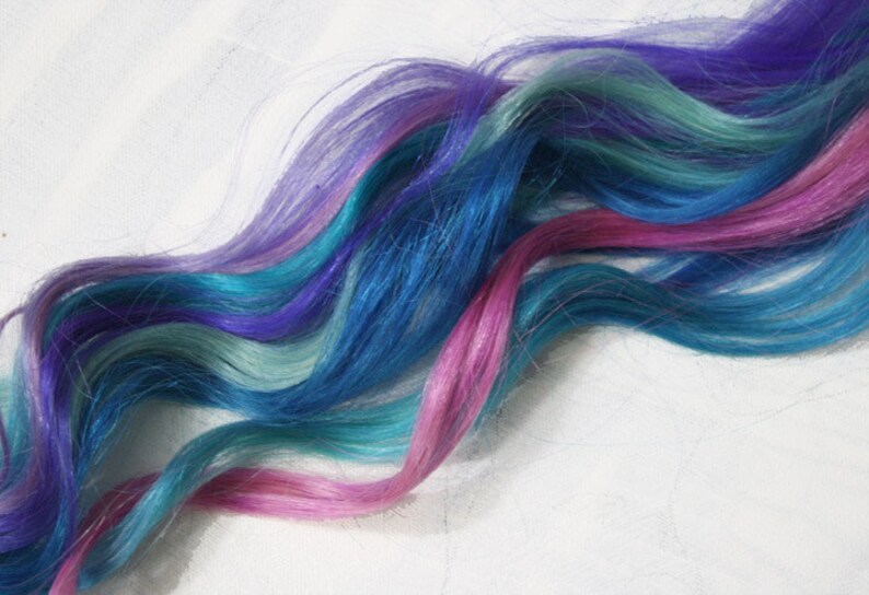 Pastel Tie Dye Tip Extensions, Blue Hair, Rainbow Hair, Festival Hair Extensions, 20 inches long, Clip In Hair , Hippie Hair, Dip Dyed Tips image 4