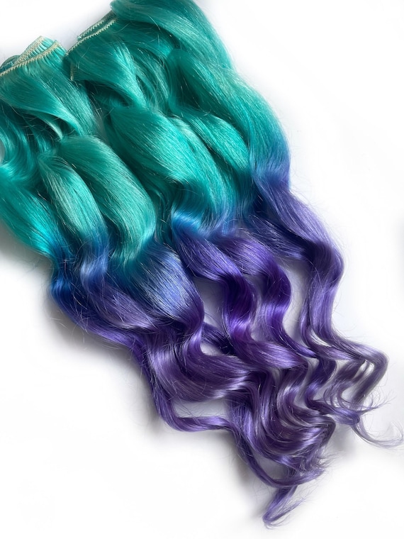 Aqua Blue Fuchsia Violet Colored Double Drawn Clip in Remy Human Hair Extensions Purple_160g-180g-  main image 2