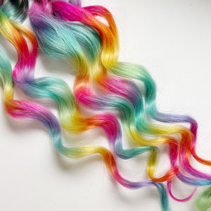 Pastel Prism Rainbow Clip In Hair Extensions, Pink Ombre Hair, Soft pastel spring hair Wefts, Human Hair Extensions, tape in rainbow hair