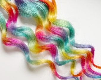 Pastel Prism Rainbow Clip In Hair Extensions, Pink Ombre Hair, Soft pastel spring hair Wefts, Human Hair Extensions, tape in rainbow hair