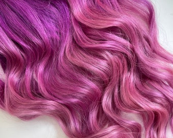 Extension per capelli viola malva, oro rosa, extension per capelli pastello con clip, capelli da sirena, fermagli per capelli rosa, capelli umani, extension con fermagli per capelli