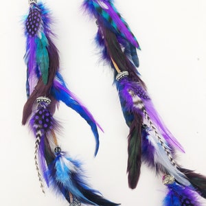 Long Leather Tribal Feather Earrings, 17-19 inches, Beaded Suede Leather Aztec Feather Earrings-Feather Symbolism image 3