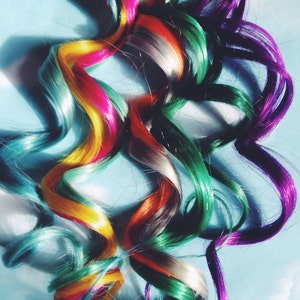 Extensions de cheveux humains arc-en-ciel, clip d'extension de cheveux colorés, trames de cheveux, clip dans les cheveux, extensions de cheveux de teinture de cravate, cheveux de festival