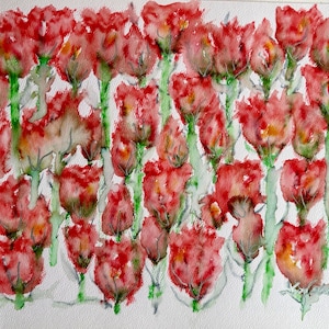 Roses original akvarell tavla
