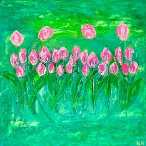 Tulpaner målning in originele acryltafel