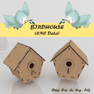 Bird House CNC Cut File | 4mm Wood Laser SVG DXF
