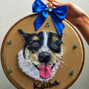 カスタムニードルフェルト犬の肖像画｜額入りペットメモリアルギフト