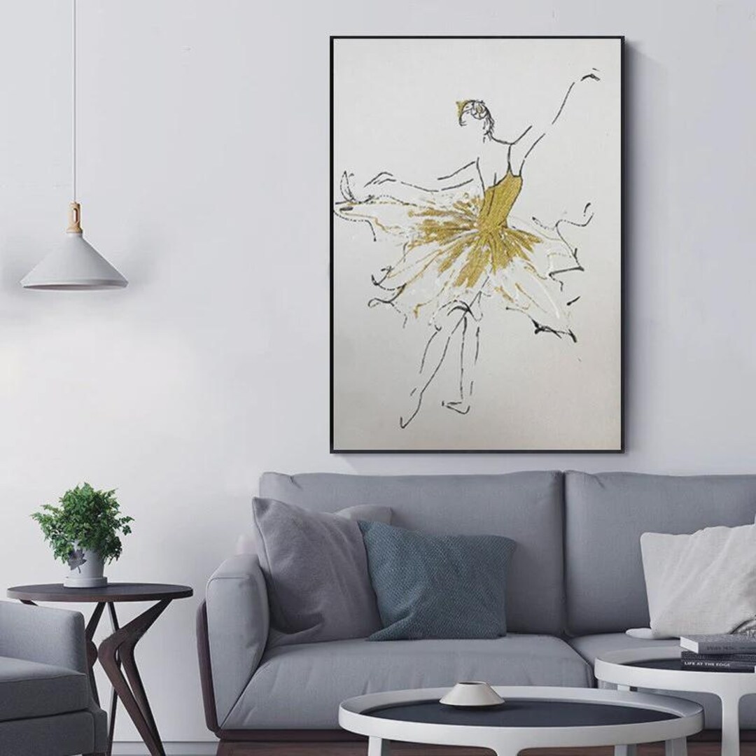 Ballet Dancer Painting, Ballet Line Art Painting, Ballerina Abstract ...