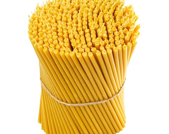 Ultra Thin Pure Beeswax Slim Taper Candles, 8" x 0.26" Inch, Smokeless, Pack of 50