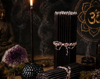 Black Beeswax Spell Candles, 50 Pack, Thin Taper 6.3 x 0.2 ich, Ritual Altar Meditation
