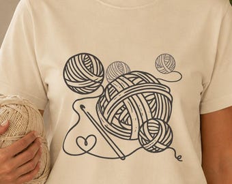 Gifts for Knitters, Yarn Lover Shirt, Gift for Knitter, Minimalist Yarn Graphic Tee, Knitting Lover Gift