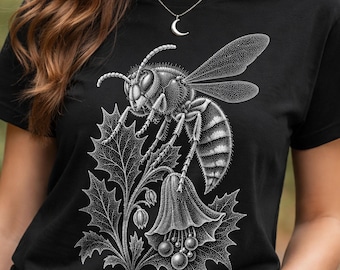 Hornet Graphic Tee, Belladonna Poison Plant, Goblincore Dark Romance Design
