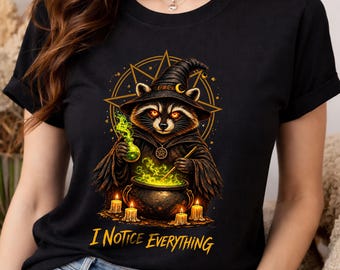 I Notice Everything Shirt, Quiet Observer T Shirt, Mystical Raccoon Tee, Occult Animal Shirt, Deep Thinker Gift