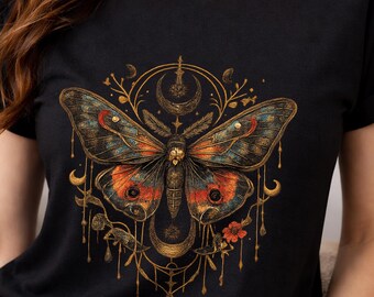 Deaths Head Moth Shirt, Gothic Witchy Moth Tee, Dark Academia Death Moth, Celestial Occult Shirt, Spiritual Moth Graphic Tee Gift