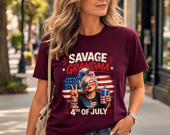 Patriotic Grandma Shirt, 4th of July Shirt Women, American Flag Shirt, Funny Grandma Shirt, Independence Day Tee, USA Outfit Women