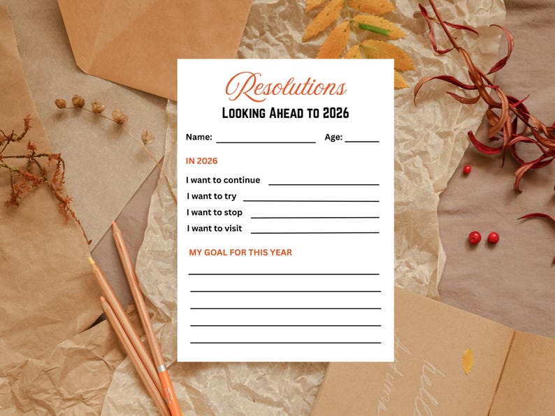 2026 New Year Resolutions List, Printable Goal Planner (PDF) - Etsy