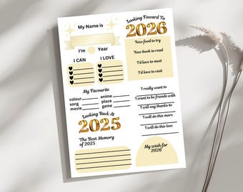Kids 2026 Resolution Planner, Printable New Year Goal Setting Journal for Kids, New Years Reflection, Year In Review, Yearly Goals Printable