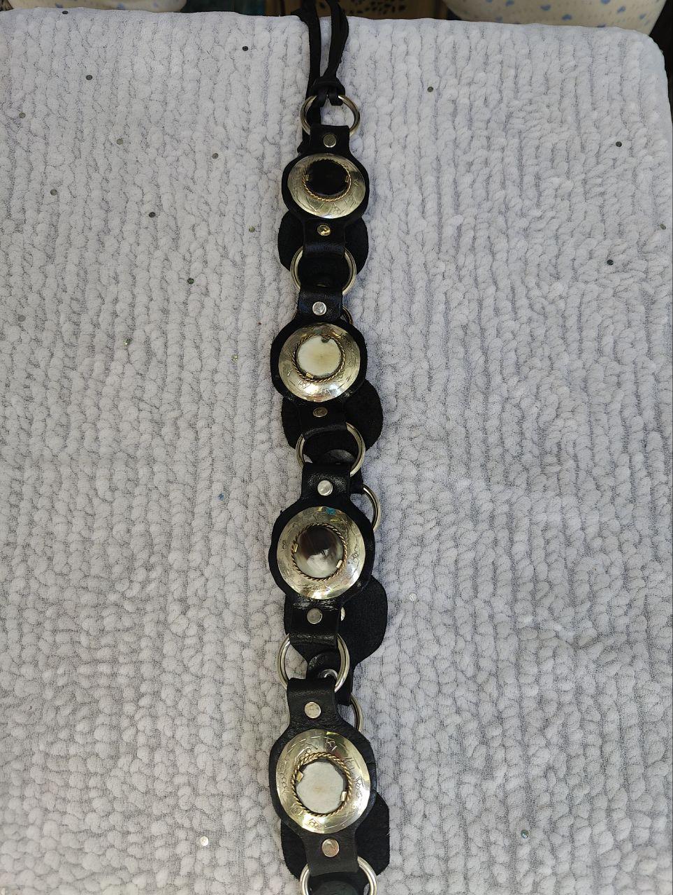 Handmade Moroccan Leather Concho Belt – Western Boho Silver  display picture 3