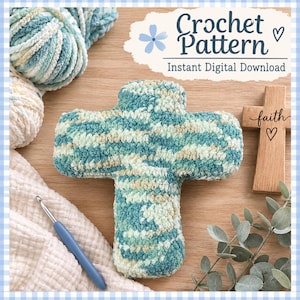 No Sew Crochet Cross Pillow Pattern PDF, Plush Cross Crochet Pattern, Christian Baby Gift DIY, Nursery Faith Decor, Instant Download