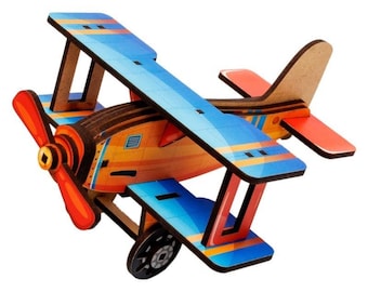 Kit de modelo de avión planeador turbo 3D de madera: 27 piezas de juguete para armar.
