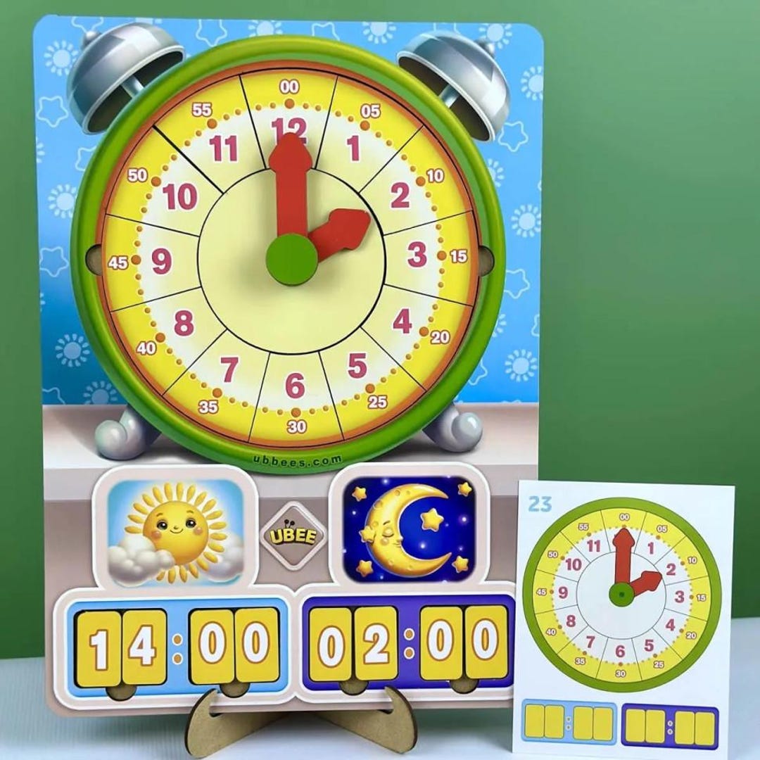 Wooden Learning Clock – Montessori Time Teaching Puzzle, Educational ...