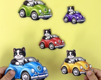 Rompecabezas de madera para clasificar el tamaño de los coches – Tablero de aprendizaje Montessori de coches de carreras (a partir de 12 meses)