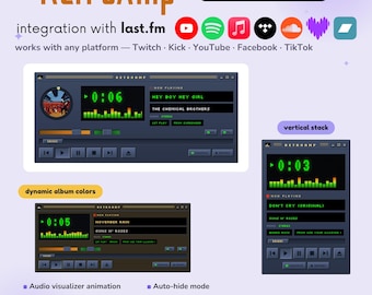 RetroAmp Musik-Widget für Twitch, Kick, YouTube, TikTok | Last.fm | StreamElements | OBS-Overlay