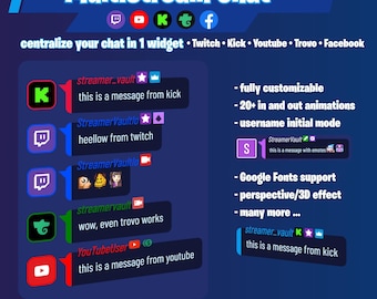 MultiStream Chat Widget for Twitch, Kick, Youtube, Trovo, Facebook | StreamLabs | All OBS
