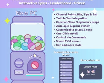 Twitch Gachapon Maschinen Widget | Kapsel Spielzeug & Spin Wheel Alternative | StreamElements Overlay | Spielbelohnungen