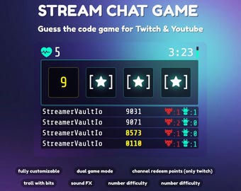 Guess the Code Chat Game Widget | Twitch & Youtube | StreamElements | OBS | MasterMind Puzzle