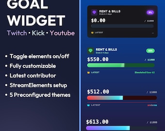 Minimalistisches Torjäger-Widget für Twitch, Kick, YouTube, StreamElements Overlay, alle OBS