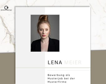 May include: A professional headshot of a person with red hair and a bun, wearing a black blazer. The image is part of a resume, with the name "LENA MEIER" and text in German below. The background is a light gray.