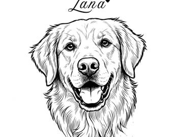 Custom Pet Outline Art, Drawing Portrait From Photo, Dog Ear Drawing, Pet Tattoo Design, Cat body Drawing, Cat Outline (Digital File)