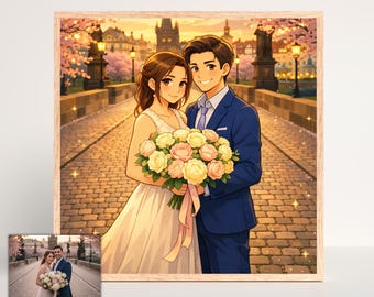 Personalized Anime Portrait Gift, Custom Anime Drawing from Photo, Best Gift Idea for Couple, Wife, Husband, Girlfriend or Boyfriend