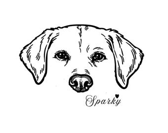 Custom Dog Line Drawing Portrait From Photo, Pet Art, Cat Outline, Ear Outline, Tattoo Design, (Digital File Only)