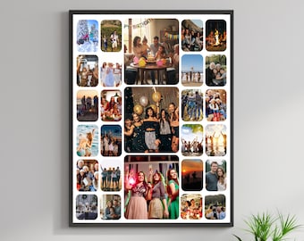 Personalized Photo Collage Editable Template - Custom Multiple Pictures Grid Frame - Anniversary Gift Keepsake