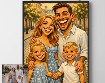 Custom Caricature Portrait From Photo, Transform Your Photo into Hilarious Art, Funny Gift for Couples, Friends, Pets, Family