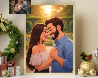 Custom Couple Portrait Disney Pixar Style Cartoon from Your Photo, Personalized Cartoon Illustration, Digital Download