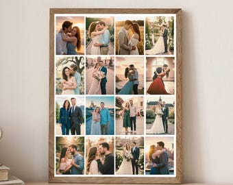 Personalized Couple Photo Collage Editable Template, Minimalist Grid Design Poster, Anniversary, Birthday Gift for her