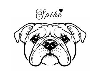 Custom Pet Face Outline Portrait From Photo, Dog Ear Drawing, Cat body line Sketch, Tattoo Design, DIGITAL file