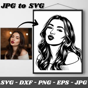 カスタムデジタルポートレート、写真からSVGへ | 写真をCricut、レーザーカット、印刷用のベクターデザインSVGに変換 | jpgからsvg、pngへ