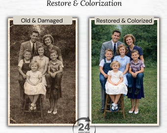 Custom Photo Restoration Service, Fix Old Photos, Colorize Black and White, Damaged Photo Repair, Digital Photo Restore, Memorial Gift