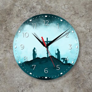 Orologio da parete con figura di Gesù Cristo, arte murale cristiana, regalo decorativo per la nuova casa