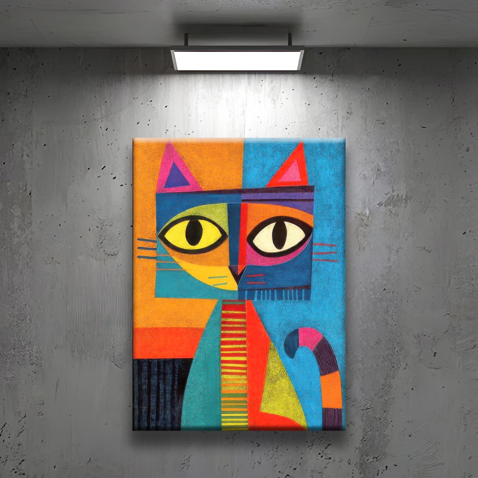 ポップアート猫デザインホームデコレーションキャンバスウォールアート