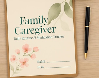 Caregiver Tracker Printable - LERN Health Home Care Planner - Patient Log, Medication List, Vitals Sheet