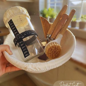 Sourdough Starter Kit | Bread Lame, Rattan Basket, Jar - Mothers Day, Kitchen Decor, Bakers Gift image 4