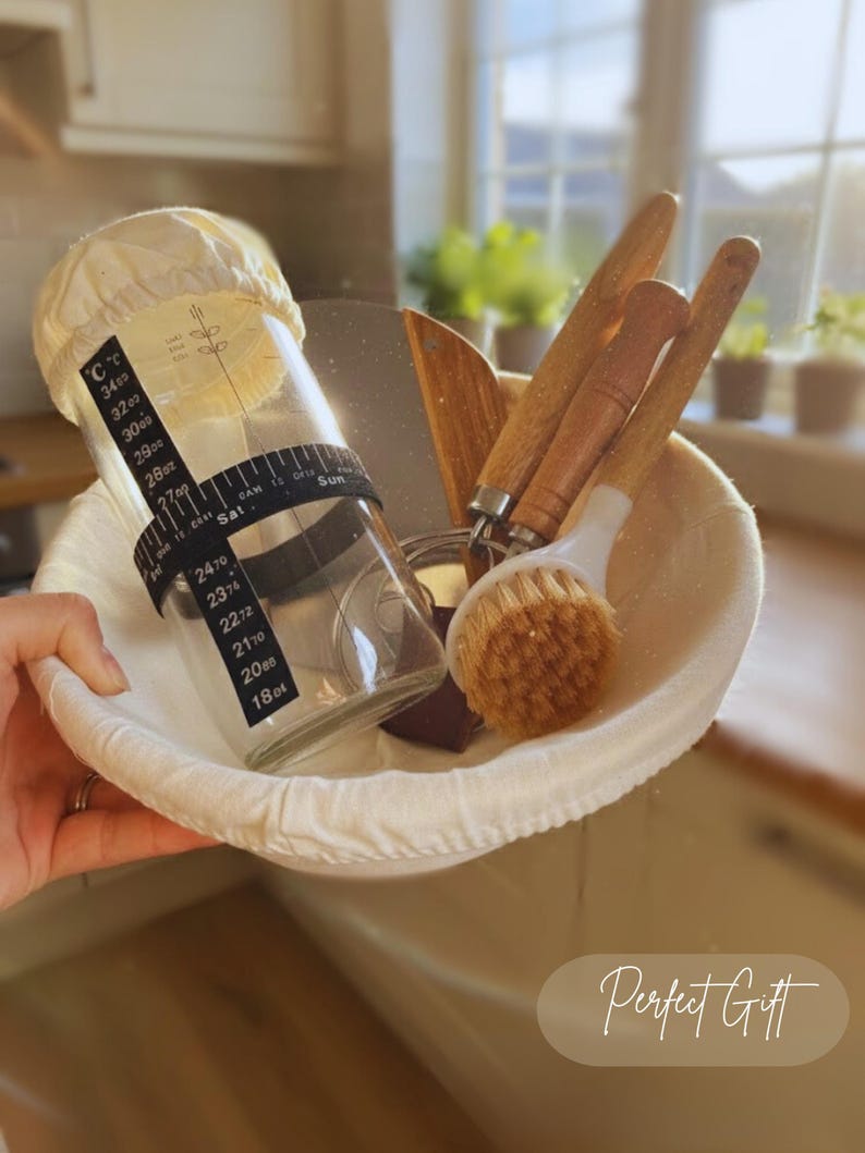 Sourdough Starter Kit | Bread Lame, Rattan Basket, Jar - Mothers Day, Kitchen Decor, Bakers Gift image 4