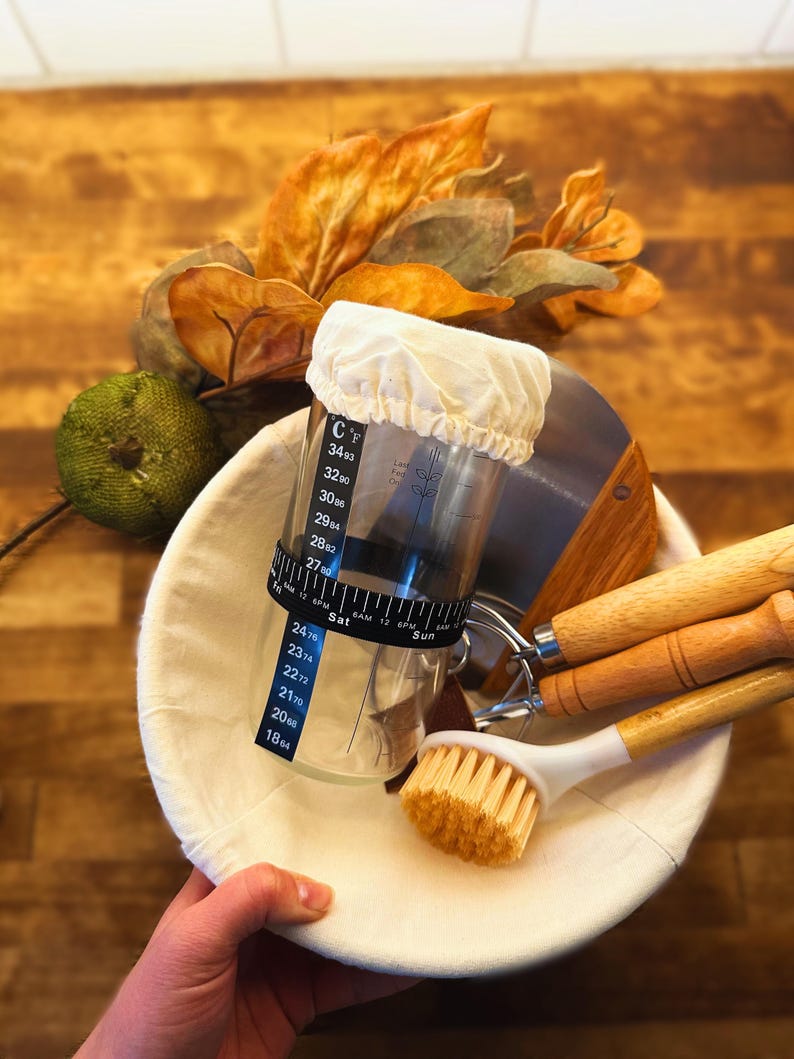 Sourdough Starter Kit | Bread Lame, Rattan Basket, Jar - Mothers Day, Kitchen Decor, Bakers Gift image 6