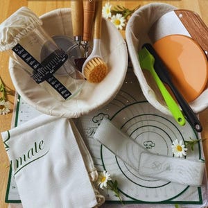 Sourdough Starter Kit | Bread Lame, Rattan Basket, Jar