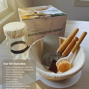 Sourdough Starter Kit | Bread Lame, Rattan Basket, Jar - Mothers Day, Kitchen Decor, Bakers Gift image 3